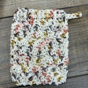 Crochet Bar Soap Saver Cotton Handcrafted Exfoliating Drawstring Pouch Bag